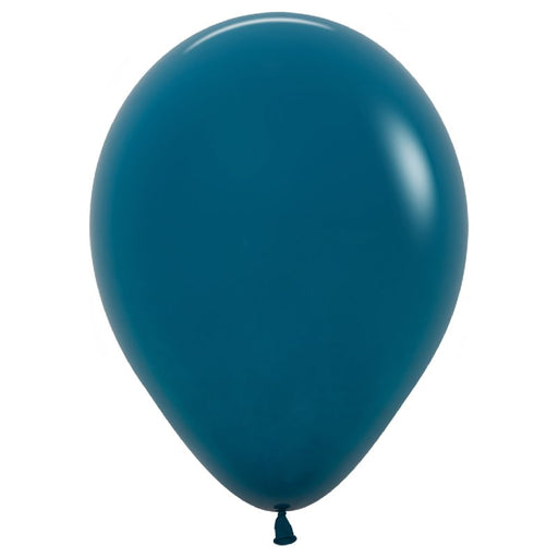 Single inflated 11-inch Deep Teal color latex balloon