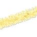 Bright yellow crinkled tissue paper garland festooning stretched diagonally across a white background.