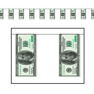 $100 Bill Pennant Banner 10" x 12' | 1ct