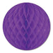 Purple tissue paper honeycomb ball with a diamond quilted pattern throughout, approximately 12 inches in diameter.