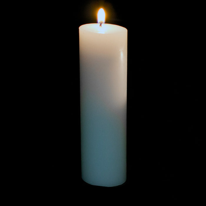 Product photo of Brite Wick Flat Top Pillar Candle 9" - White — a Portofino party product shown on a plain background.