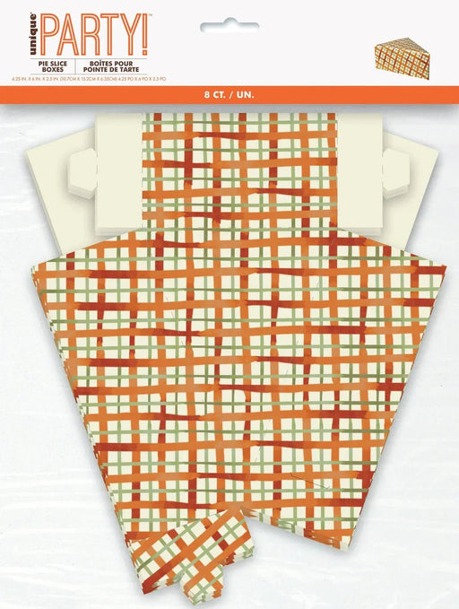 Thanksgiving Gingham Pie Slice Take Home Boxes 4.25" x 6" x 2.5" | 8 ct