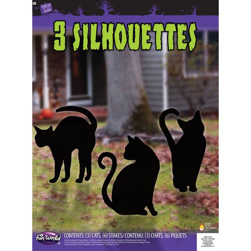 Halloween Black Cat Silhouettes Yard Signs 16" | 3 ct