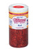 Spectra brand red sparkling glitter crystals in a 4 oz cylindrical container with a white lid and yellow and burgundy label.