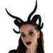 A women wearing a Adult Demon Horn Headband.