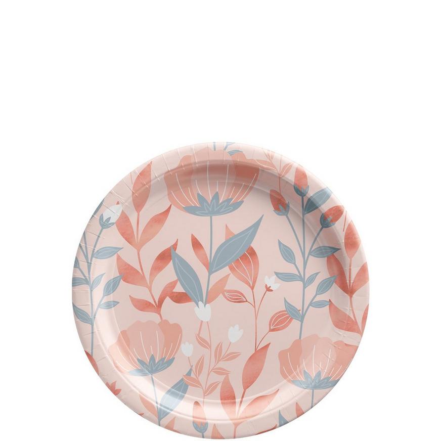 Rose Gold Floral Metallic 6.75-Inch Plates