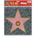 Peel-n-place wall cling featuring a large pink glittery star with gold outline and brown center star on gray speckled background.