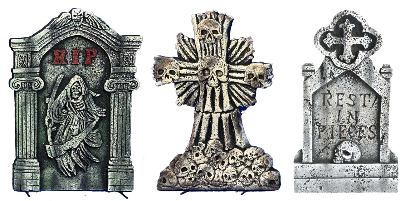 Full-length product photo of the 21" Tombstone, shown against a plain white background. A Halloween decoration.
