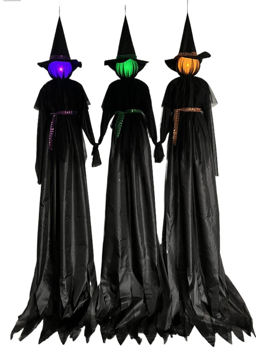 Full-length product photo of the 7 Ft. Light-Up Witch Assorted, shown against a plain white background — with light-up details. A Halloween decoration.