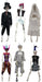 Full-length product photo of the 16" Dressed Skeleton Assorted, shown against a plain white background. A Halloween decoration.