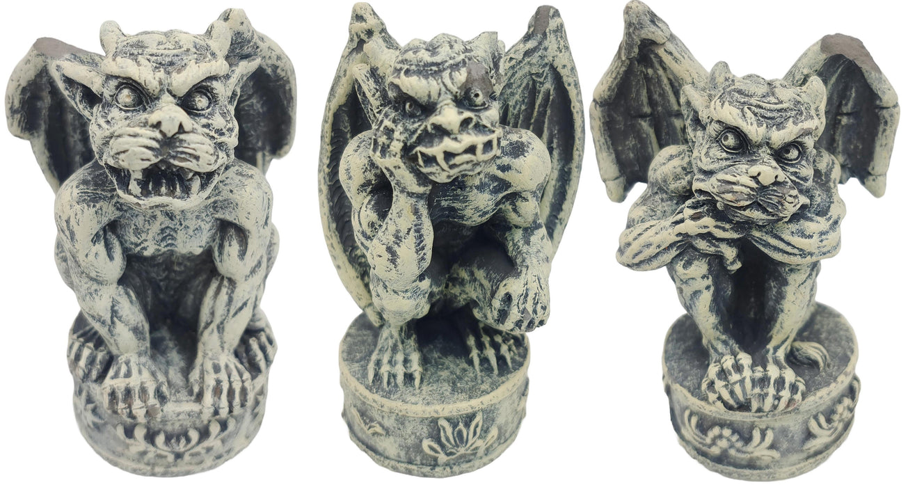 Full-length product photo of the Cement Gargoyle Asrt2, shown against a plain white background. A Halloween decoration.