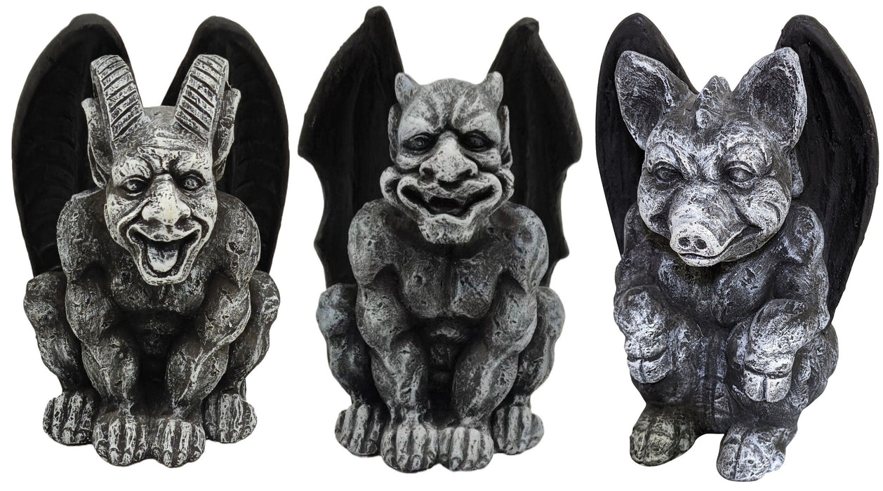 Full-length product photo of the Cement Gargoyle Asrt1, shown against a plain white background. A Halloween decoration.