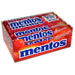 Mentos Cinnamon: a roll of chewy candies, deep red in color. Sold in a 1.32 oz foil-wrapped roll, printed with the brand name and product.