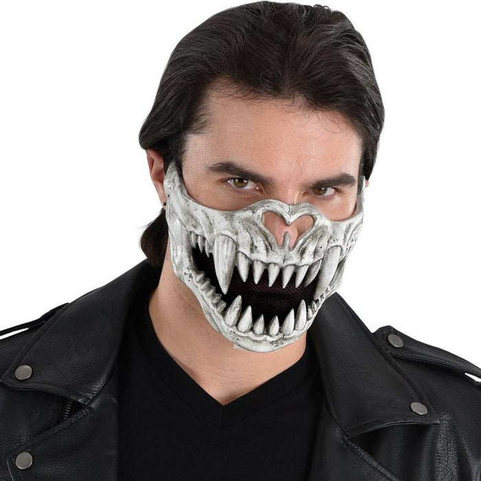 A man wearing a Adult Creature Skull Half Mask.