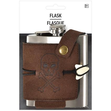 A 6 oz. Pirate Stainless Steel Belt Flask.