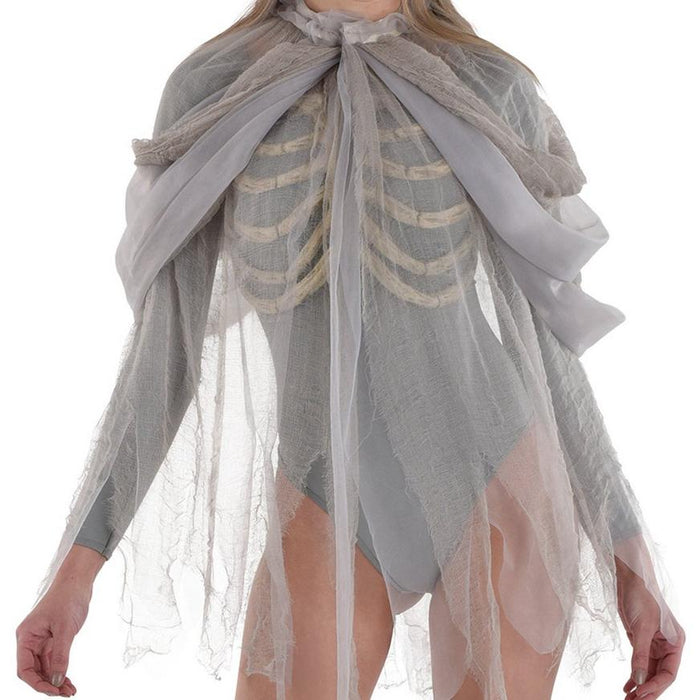 A women wearing a Adult Haunted Bony Capelet.