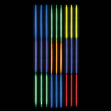 A Mega Multi Pack of 22-inch Tricolor Rainbow Glow Sticks.