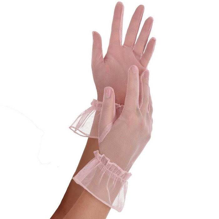 A women wearing a pair of Pink Mesh Gloves.