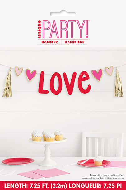 Valentine's Hearts Love Tassel Banner, 7.25' | 1 ct