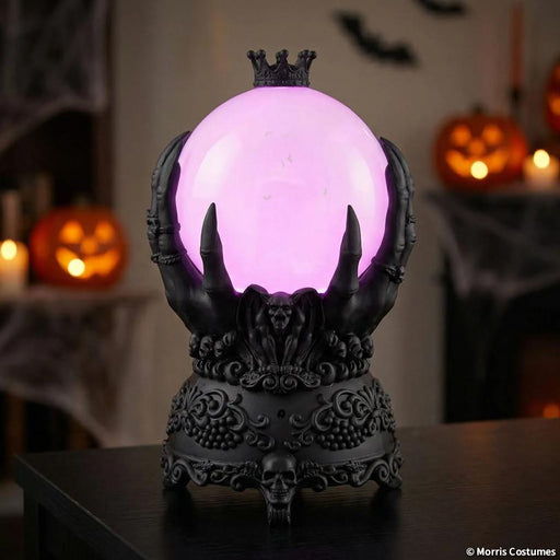9" Light-Up LED Purple Crystal Ball with Bats Halloween Decoration | 1ct