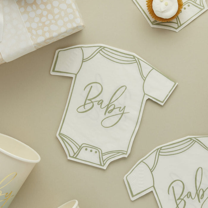 Sage Baby Onesie Shaped Napkins | 16ct