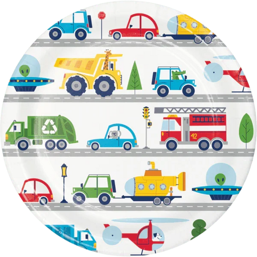 Transportation Time Lunch Paper Plates 9" | 8 ct