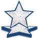 Two stacked blue star-shaped plates with white centers and red radiating line details, creating a patriotic design.