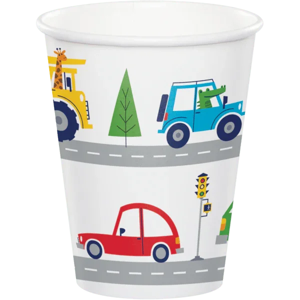 Transportation Time Paper Cups 9oz | 8 ct - Zurchers