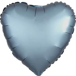 Steel Blue Satin Luxe Heart Balloon 18" | 1ct