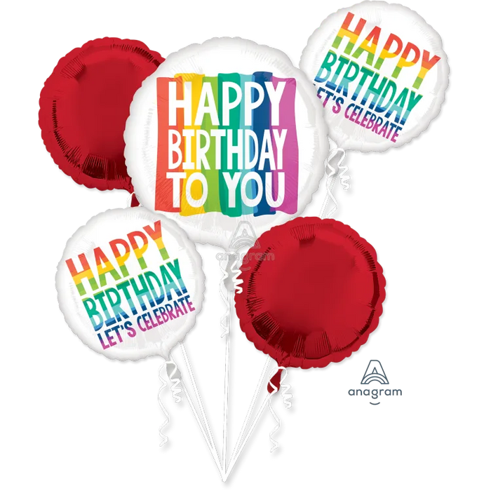Rainbow Wishes Bouquet of Balloons shown against a plain white background — a balloon bouquets party item.