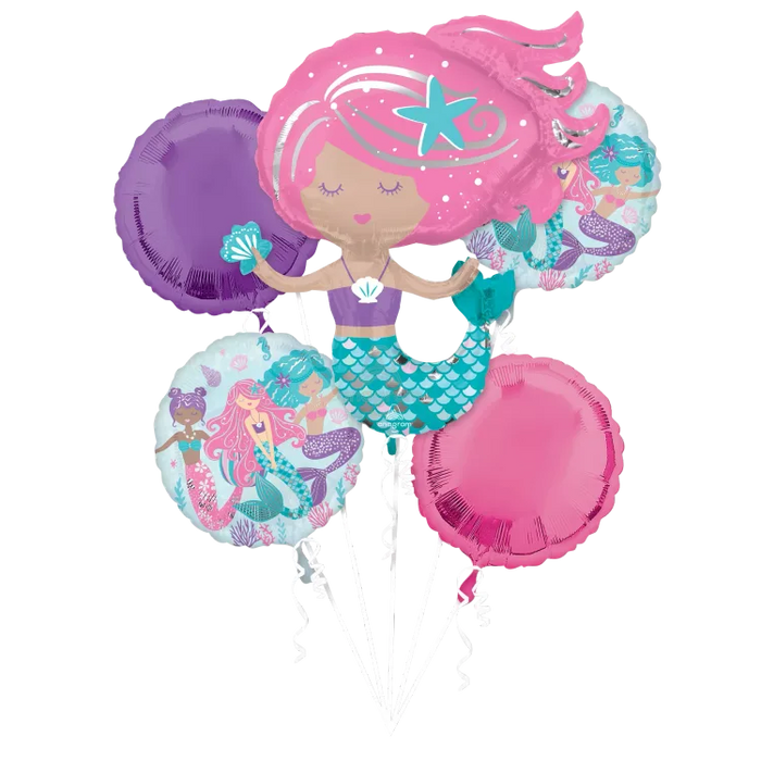 Shimmering Mermaid Bouquet of Balloons shown against a plain white background — a balloon bouquets party item.
