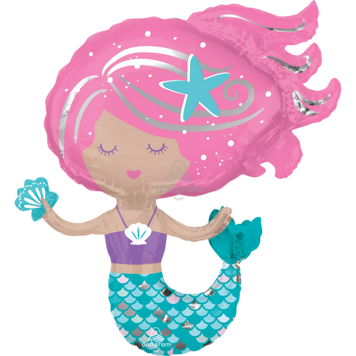 Super Shape Shimmering Mermaid Mylar Balloon | 1ct - Party Supplies