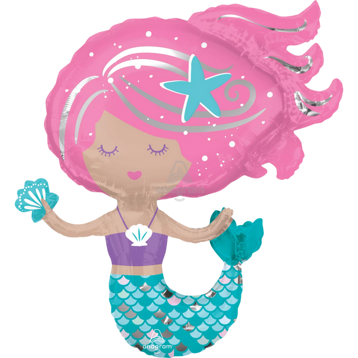 Super Shape Shimmering Mermaid Mylar Balloon | 1ct - Party Supplies