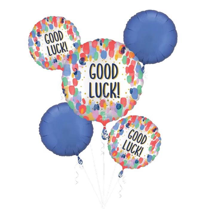 Satin Painterly Dots Good Luck Bouquet of Balloons shown against a plain white background — a balloon bouquets party item.