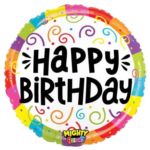 21" Mighty Bright Swirls Birthday Balloon | 1ct