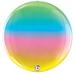 A 15-inch foil balloon shown inflated against a white background, printed with a dimensionals rainbow globe multi-sided shape | 1ct design.