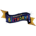A 51-inch foil balloon shown inflated against a white background, printed with a navy birthday banner holographic | 1ct design.