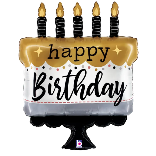 28" Satin Metallic Birthday Cake SuperShape | 1ct