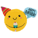 A 32-inch foil balloon shown inflated against a white background, printed with a birthday smiley says | 1ct design.