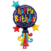 A 40-inch foil balloon shown inflated against a white background, printed with a balloon streamers birthday shape | 1ct design.