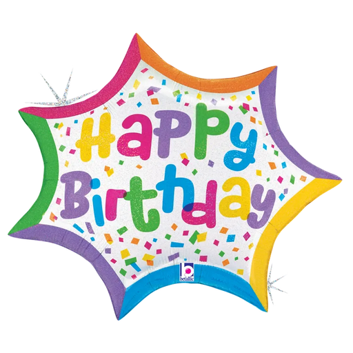 27" Glitter Holographic Birthday Confetti Burst SuperShape | 1ct