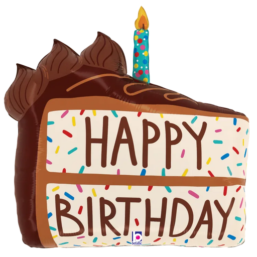 28" Foil SuperShape, Birthday Chocolate Cake Slice | 1ct