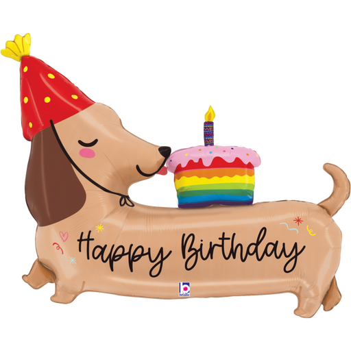 Super Shape Happy Birthday Dachshund Mylar Balloon | 1ct - Party Supplies