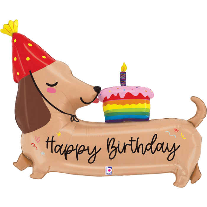 Super Shape Happy Birthday Dachshund Mylar Balloon | 1ct - Party Supplies