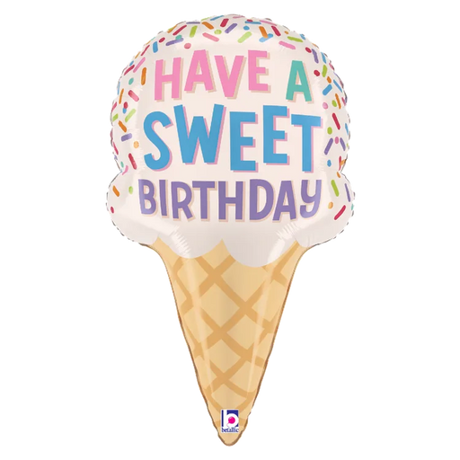 28" Foil SuperShape, Sweet Birthday Ice Cream Cone | 1ct