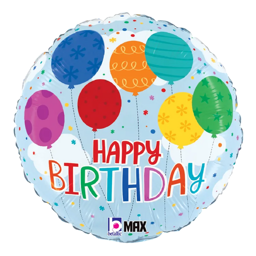 18" Colorful Balloons Birthday Round | 1ct