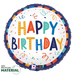 A 18-inch foil balloon shown inflated against a white background, printed with a festive birthday max float | 1ct design.