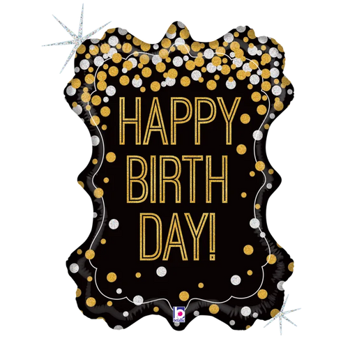 34" Metallic Birthday Frame Holographic SuperShape | 1ct