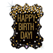 A 34-inch foil balloon shown inflated against a white background, printed with a metallic birthday frame holographic shape | 1ct design.