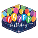 A 30-inch foil balloon shown inflated against a white background, printed with a festive birthday balloons shape | 1ct design.